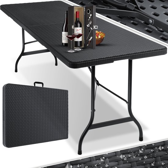 KESSER® Inklapbare Tafel 180x75x73cm Vouwtafel Kunststof - Campingtafel Klaptafel Geschikt voor 8 Personen voor Tuin, Terras en Balkon inclusief Draaggreep - Antraciet