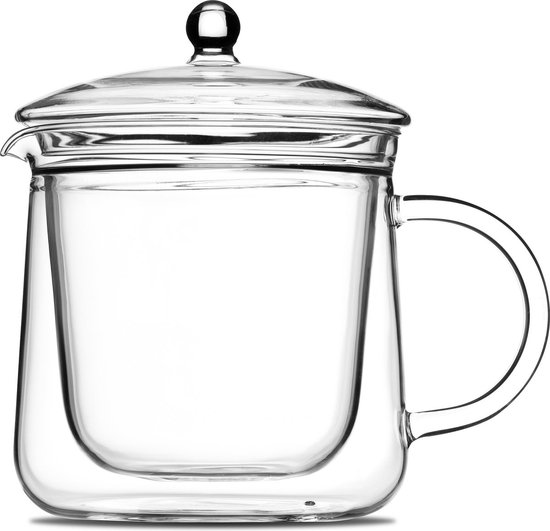 Vatten® Premium Glazen Theepot - 700ml - Dubbelwandig - Anti-drup - Vatten