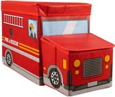 MONOO Toy Box avec Couvercle - Pompier - Boîte de Opbergbox et Pouf en un - Pliable - Compartiments de Tri - Jouets - Espace de Rangement