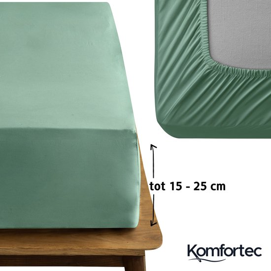 Komfortec Jersey Stretch Hoeslaken 90x200 cm - Fitted Sheet - Rondom Elastiek - 100% Katoen - Groen - Komfortec