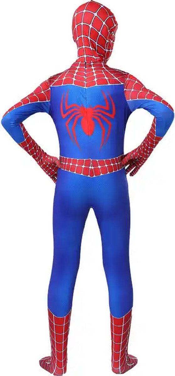 Superheldendroom - Webheld Variatie Kostuum – Rood‑Blauw – Stretch - 110/116 (4/5 Jaar) - Verkleedkleding - Superheldenpak - Actieheld - Carnaval — afbeelding 3