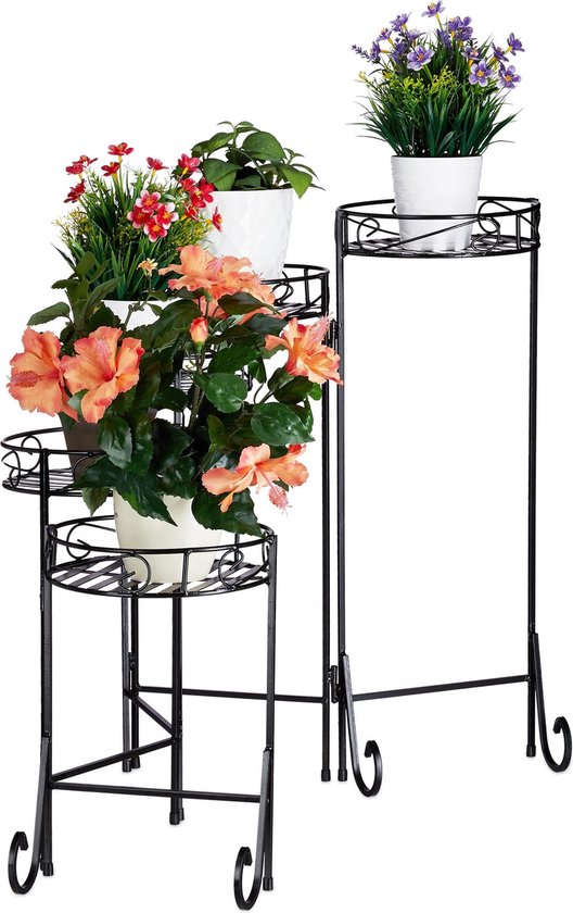Relaxdays plantenrek - metaal - - plantentrap - bloemenrek zwart - 5 etages | bol.com