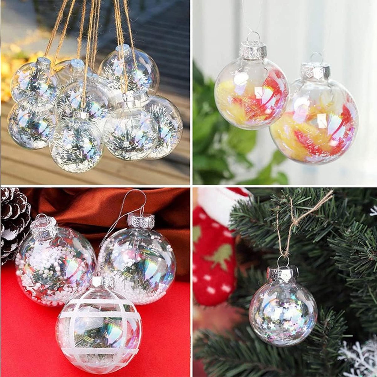 Jodsen Boules de Noël transparentes de Noël DIY Boules de Noël 