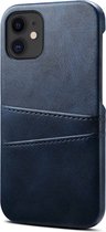 iPhone 15 Pro Card Holder Case Cuir - Étui de téléphone en simili cuir avec emplacements pour cartes iPhone 15 Pro - Mobiq Leather Snap On Wallet case iPhone 15 Pro bleu