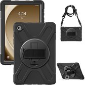 Case2Go- Tablet Hoes geschikt voor Samsung Galaxy Tab A9 Plus (2023) - Hand Strap Heavy Armor Case - Zwart