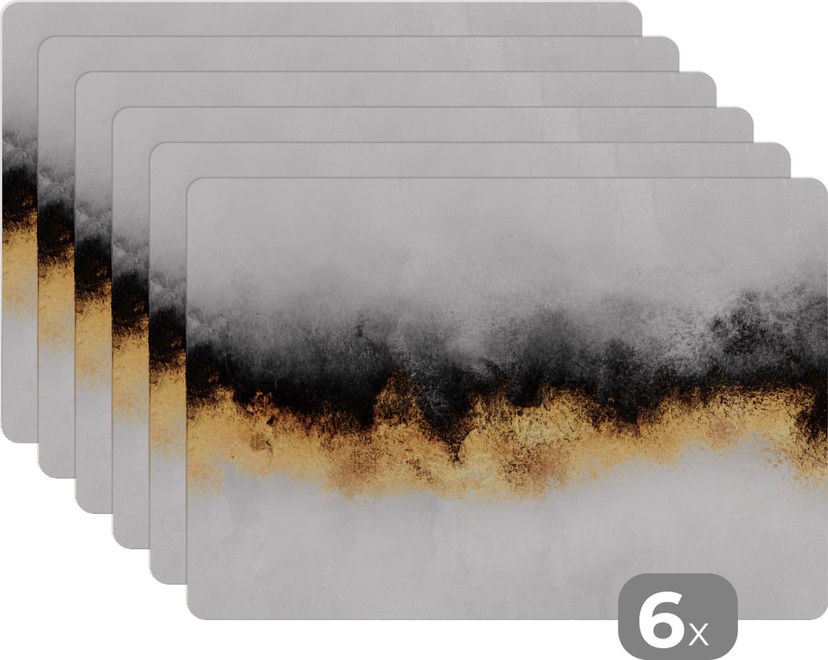 Placemat - Abstract - Goud - Luxe - Kunst - Placemats - Tafel - 45x30 cm - 6 stuks