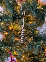 Kersthangers | kerstornament | kerstboomversiering | kerstboomdecoratie | leren kerstboomhanger | Kerstboom met kralen | Groen| 12 cm | leer
