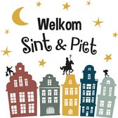 5 x pièces d'autocollants de fenêtre Sinterklaas Welcome Sint and Piet - Décoration de fête Sinterklaas/décoration de fenêtre
