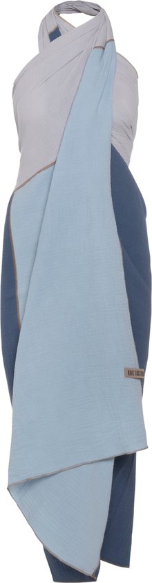 Knit Factory Fay Pareo - XL Sjaal - Sarong - Stranddoek - Strandlaken - Strandjurk voor Dames - Jeans/Indigo - Duurzaam & Milieuvriendelijk - 100% Biologisch katoen