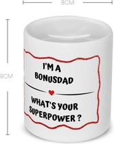 Akyol - i'm a bonusdad what's your superpower? Spaarpot - Papa - super bonusvader - vader cadeautjes - vaderdag - verjaardag - geschenk - kado - 350 ML inhoud