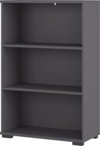 Lage open kantoorkast Discovery Grafiet - Breedte 80 cm - Hoogte 123 cm - Diepte 40 cm - Met planken - Zonder deuren