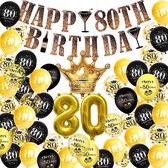 FeestmetJoep® 80 jaar verjaardag versiering & ballonnen - Goud & Zwart