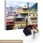 MuchoWow® Glasschilderij 30x20 cm - Schilderij acrylglas - Pashupatinath-tempel Nepal - Foto op glas - Schilderijen