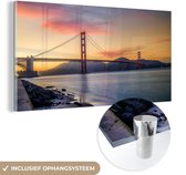 MuchoWow® Glasschilderij - San Francisco - Brug - Water - 40x20 cm - Acrylglas Schilderijen - Foto op Glas