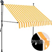 vidaXL - Luifel - handmatig - uitschuifbaar - met - LED - 100 - cm - wit - en - oranje