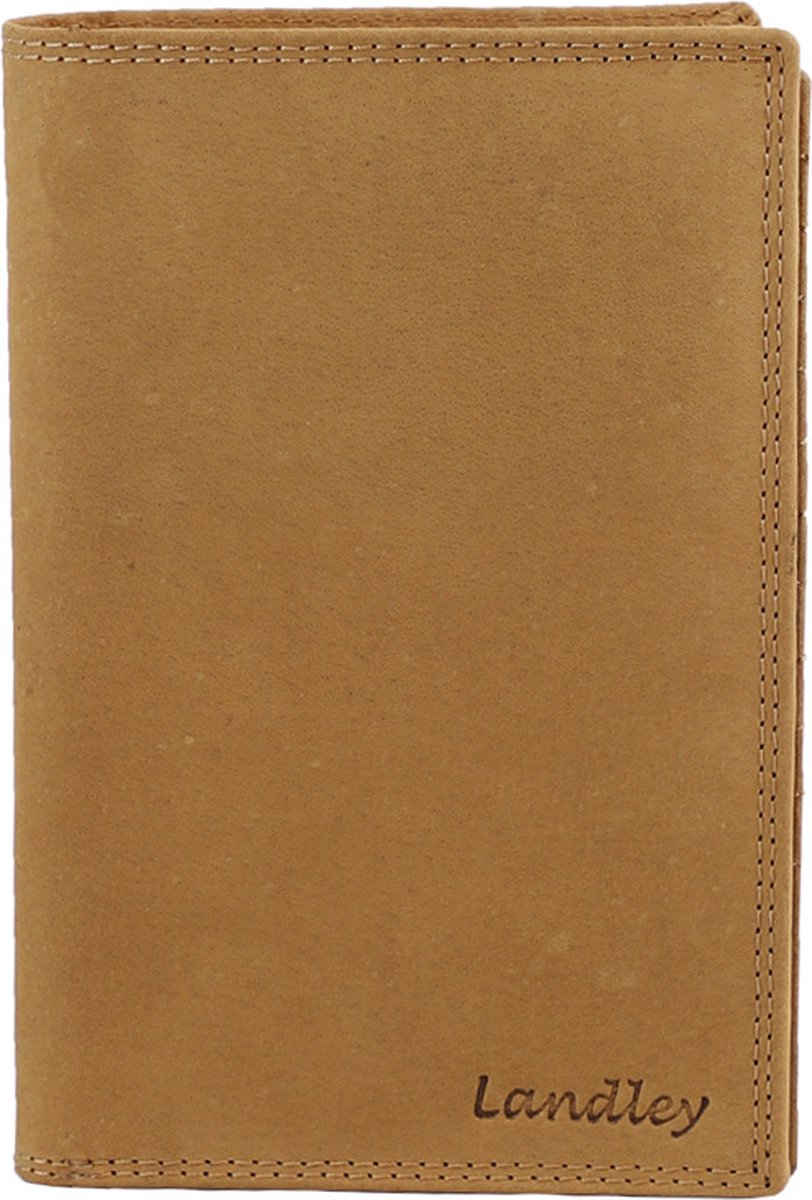 Landley Leren Mapje voor Autopapieren Paspoort en Pasjes - Vintage Hunter Leer - Paspoorthoes - Cognac