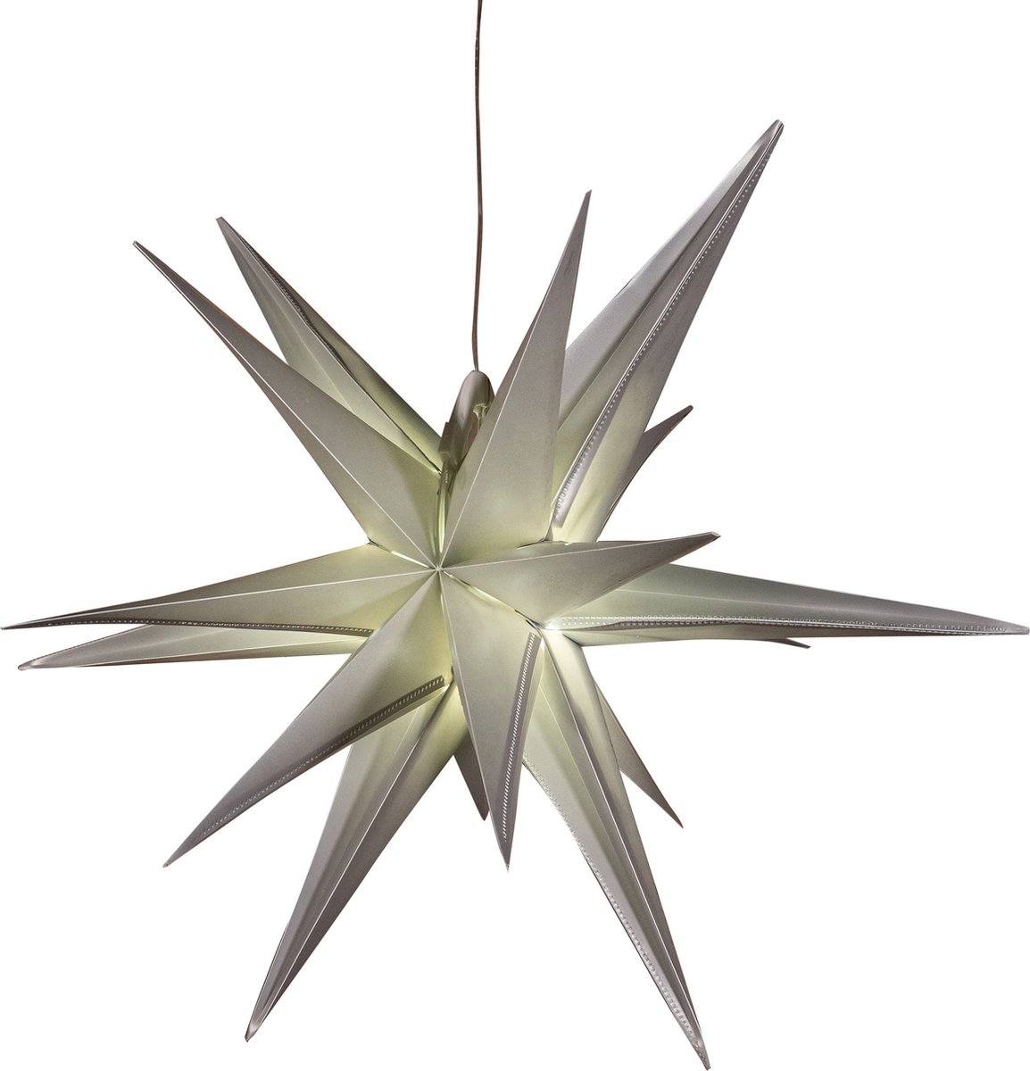 Anna's Collection Verlichte 3D kerstster - zilver - 60 cm - kunststof - op batterijen - timer