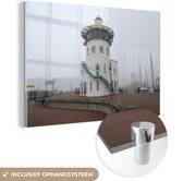 MuchoWow® Glasschilderij 180x120 cm - Schilderij acrylglas - Vuurtoren van Harlingen in Friesland - Foto op glas - Schilderijen