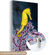 MuchoWow® Peinture sur verre 60x90 cm - Peinture acrylique sur verre - Hippocampe jaune - Photo sur verre - Peintures