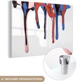 MuchoWow® Glasschilderij 120x80 cm - Schilderij acrylglas - Druipende gekleurde verfdruppels - Foto op glas - Schilderijen