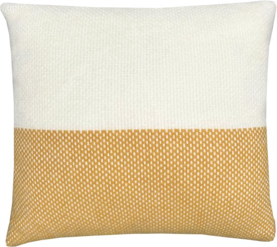 Festivity wool cushion yellow offwhite square