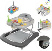 ib style® Loopstoel Babywalker - Baby Loopwagen - Looptrainer - 2-in-1 - Hoogte verstelbaar - Met Geluidseffecten - Little Dino - Grijs
