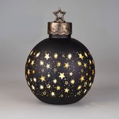 Kerstbal - Decoratie - XL - Zwart - 30cm - Ø20cm - incl ledlicht - incl. AAA batterij