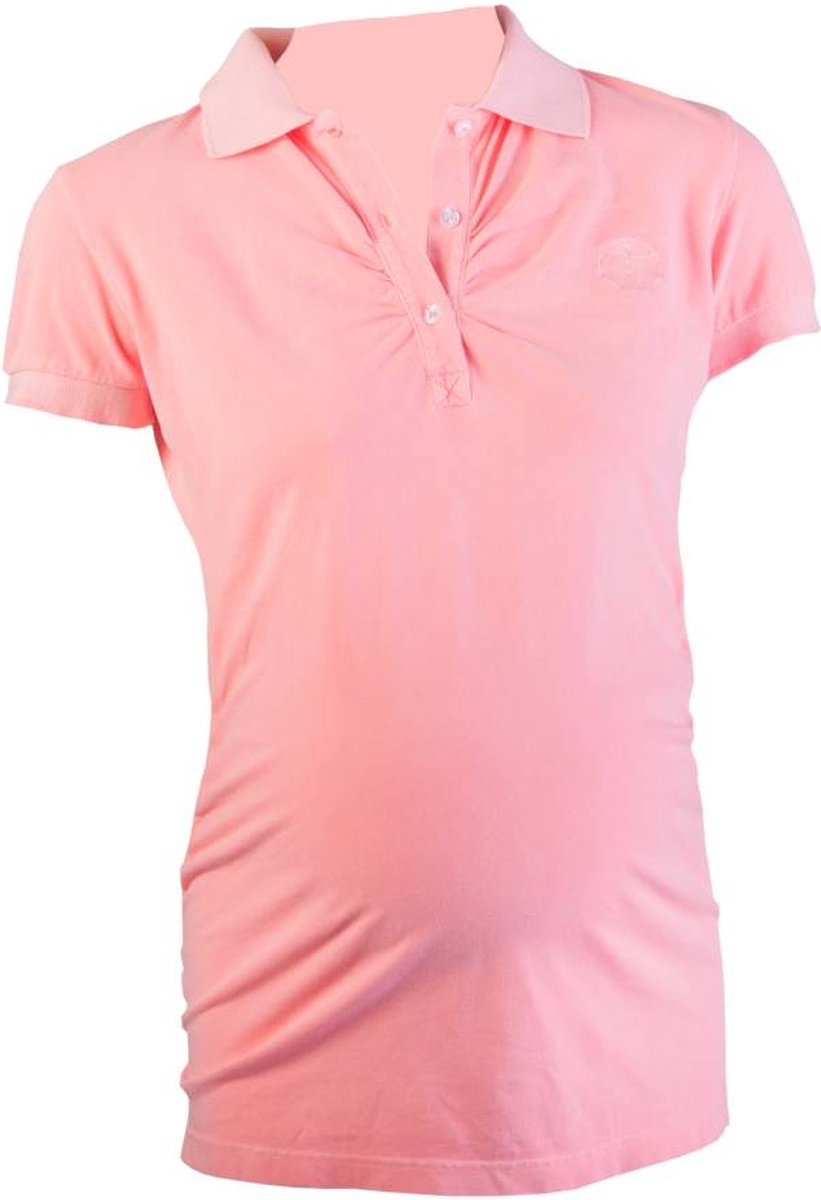 active mama - zwangerschapskleding - zwangerschapssportkleding - poloshirt voor tijdens jouw zwangerschap - in de hippe kleur fluor - maat xl