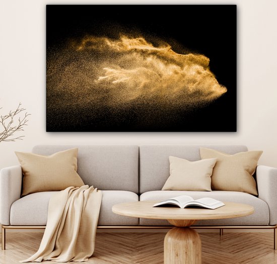 Canvas Schilderij Zand - Goud - Zwart - Luxe - Kunst - 120x80 cm - Wanddecoratie