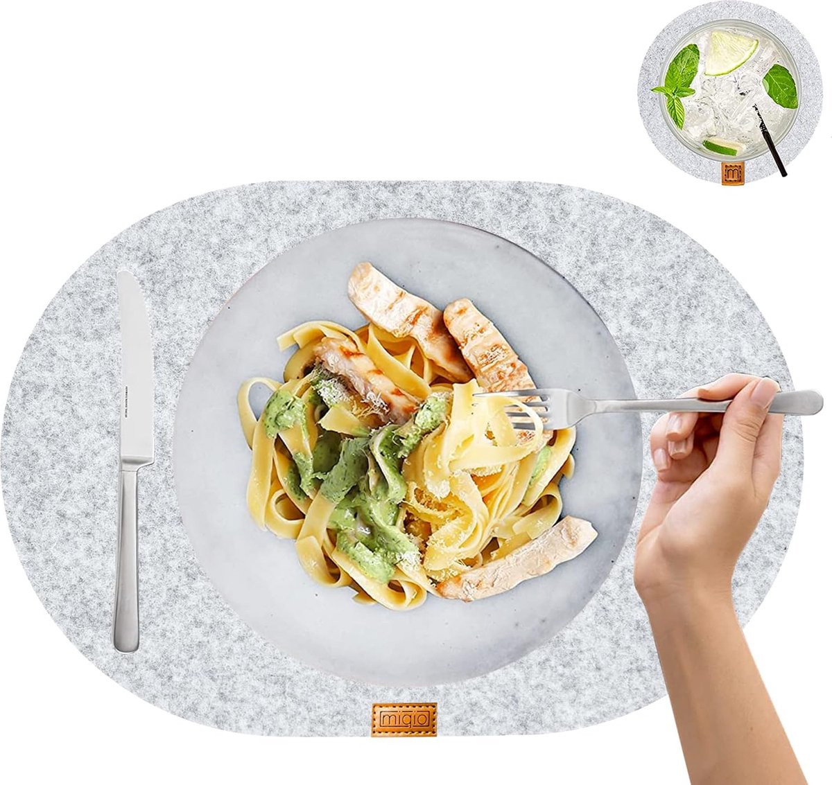 Vilten placemats - duurzame premium kwaliteit - set van 12 - 100% gerecycled materiaal - 44 x 29 cm
