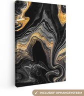 Canvas Schilderij Marmer - Acryl - Goud - Luxe - Abstract - 80x120 cm - Wanddecoratie