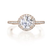 Seraphina - 14k Roségouden Moissanite Halo Verlovingsring - 1 karaat