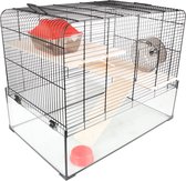 Flamingo Kooi Vitru 2 - Zwart - 59 x 38 x 47 cm - Compacte en comfortabele leefomgeving voor jouw knaagdier