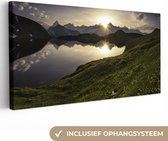 Canvas Schilderij Zwitserland - Alpen - Water - 80x40 cm - Wanddecoratie