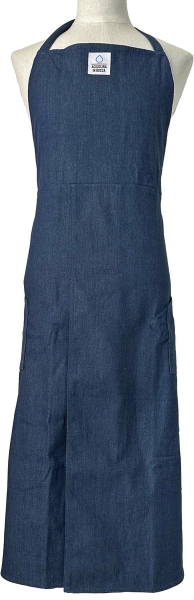 Aquolina in Bocca- Jeans Blauw Pottenbakken Schort met Split - geschikt voor Keramiek / Klei en in de keuken - Extra breed voor beschermen benen ( 2 x 55 cm) 110 lengte en 100 cm breed.