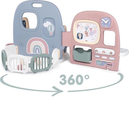 Smoby - Baby Care - Baby verzorgingscentrum - kinderopvang voor poppen met 5 verschillende ruimtes: ingang, speeltuin, toilet, dutje, maaltijd/creatief. - SMOBY