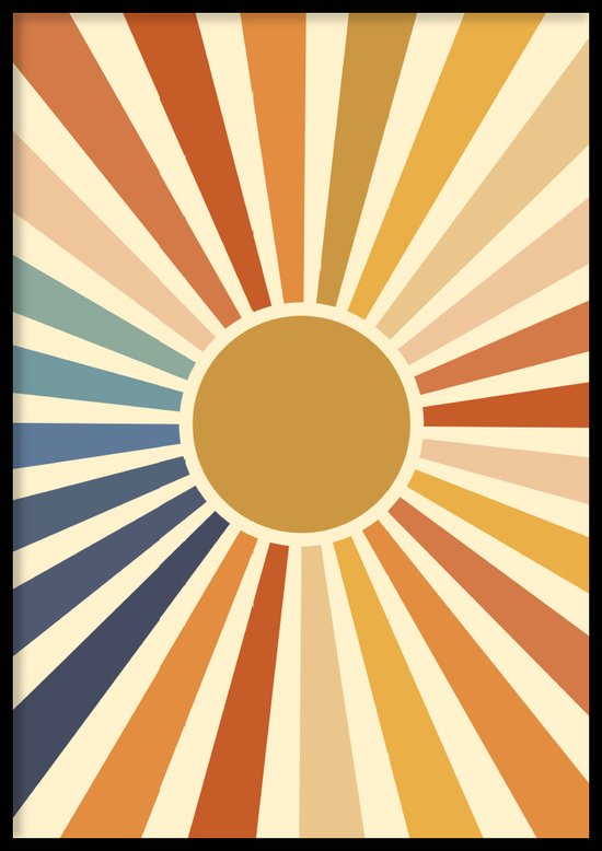 Poster Retro print colours sun - Abstracte poster - 30x40 cm - Exclusief lijst - WALLLL