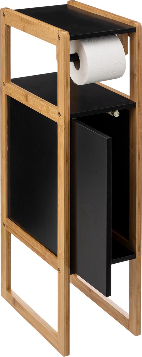 Toiletrolhouder Natureo met Reserverolhouder 33x20x80cm - Zwart/Bruin