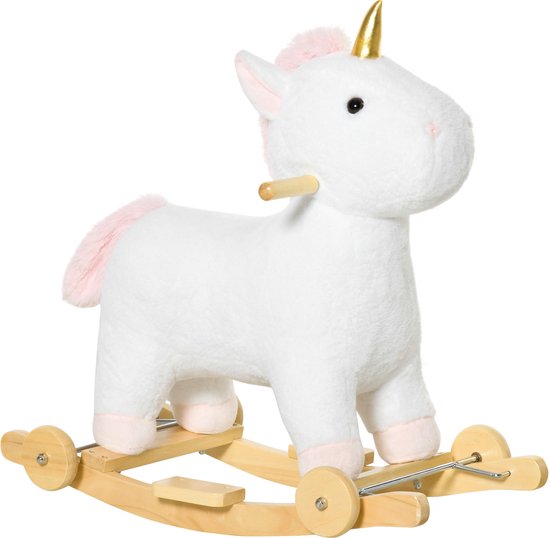 HOMCOM schommelpaard pluche schommeldier babyschommel met koala speelgoed voor 18-36 maanden kinderen tinten PP grijs 71 x 28 x 60 cm