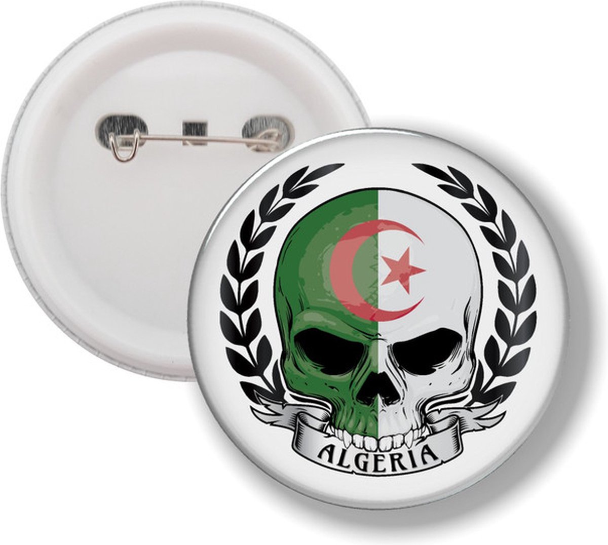 Button Met Speld - Schedel Vlag Algerije