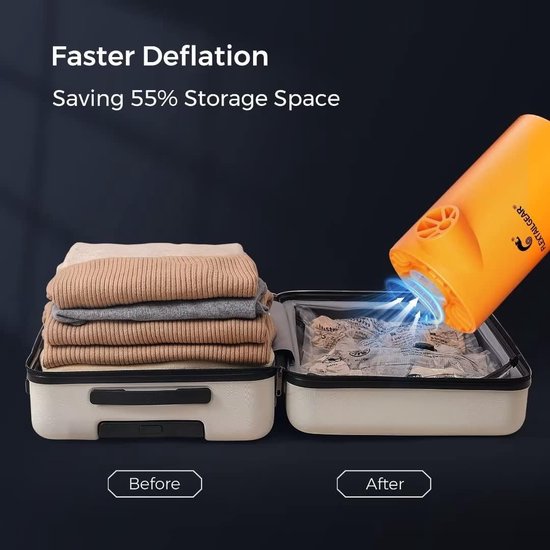 Flextail Gear luchtbed pomp Evo Pump 2023 - Elektrische luchtpomp pomp luchtbed 3800 mAh - Luchtbedpomp oplaadbaar - Oranje van Flextail Gear — afbeelding 2