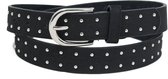 Zwarte suède look riem met zilveren studs - 90 cm - zwarte broekriem voor dames - zilveren knopjes - maat 90 - PU - STUDIO Ivana