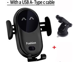 Draadloze Autolader | Telefoonhouder | Fast Charger | Draadloos & Handsfree | Laadkracht 15W | Geschikt voor alle Toestellen | Zwart