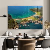 MuchoWow® Glasschilderij 90x60 cm - Schilderij acrylglas - Helder water bij de Bay of Islands in Nieuw-Zeeland - Foto op glas - Schilderijen