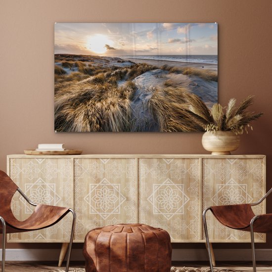 MuchoWow® Peinture sur verre 120x80 cm - Peinture sur verre acrylique - Plage - Mer - Scheveningen - Nederland - Photo sur verre - Peintures