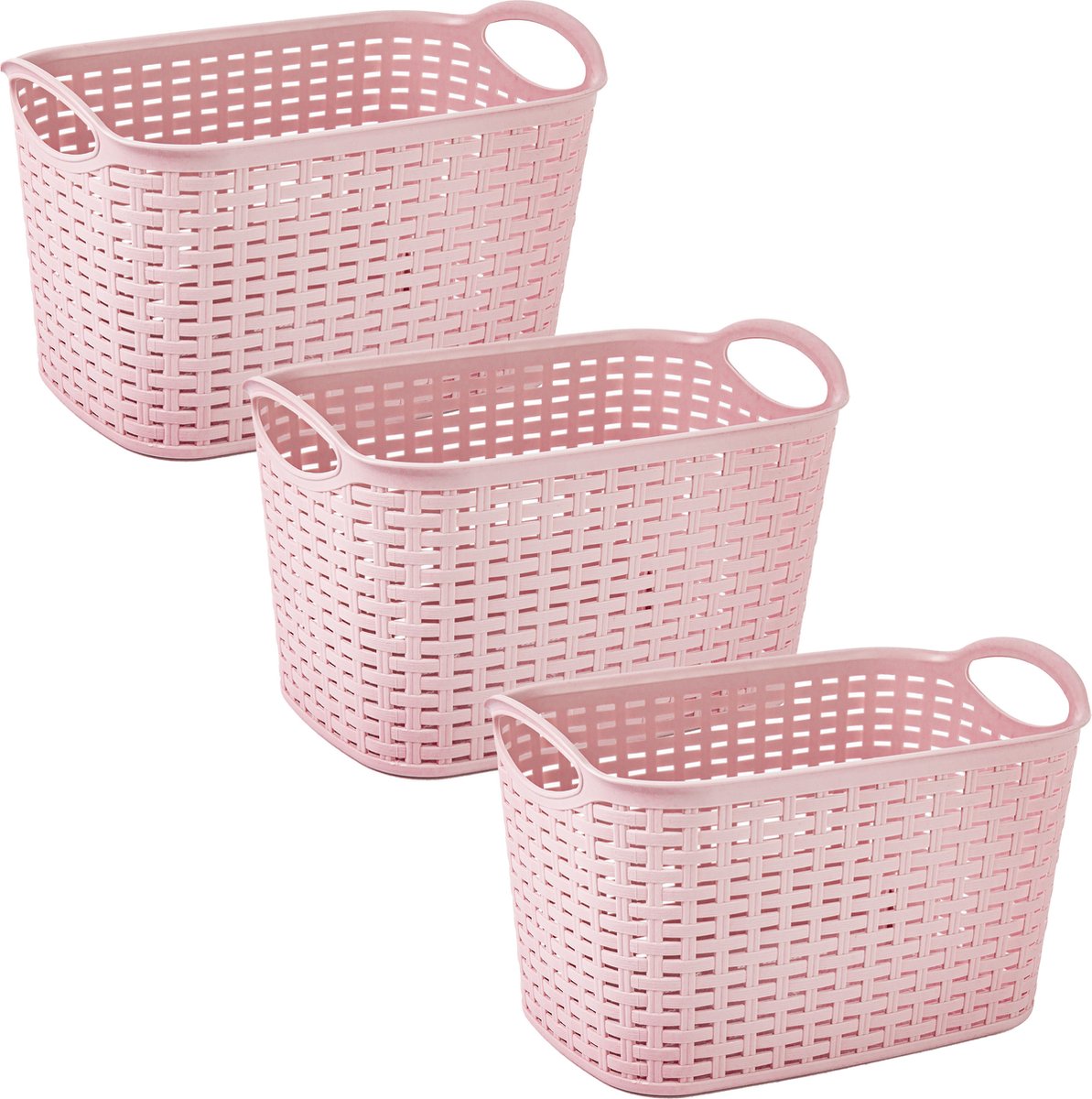 Plasticforte opbergmand/kastmandje - 3x - 6,4 liter - roze - kunststof - 19 x 29 x 18 cm