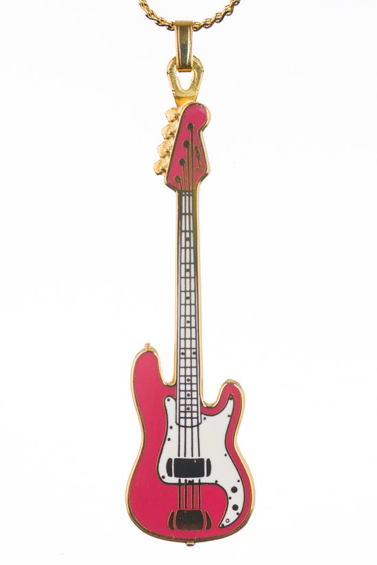 Halsketting Fender P basgitaar, rood met wit pickguard