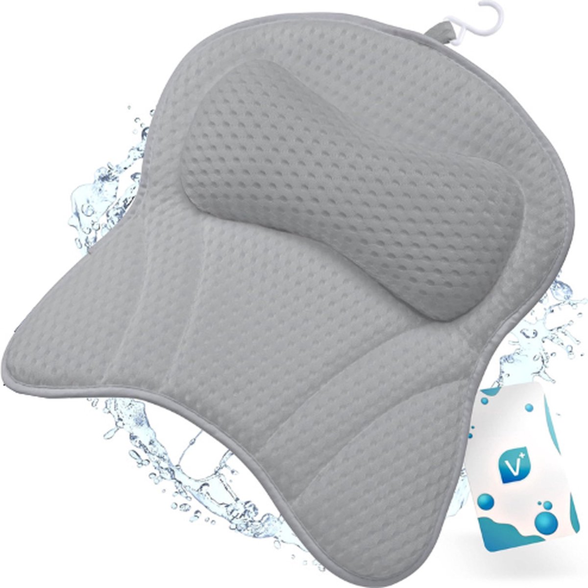 Goedkoopste Badkussen - Nekkussen - Nekkussen met Zuignappen - Orthopedisch Hoofd, Nek & Schouders Steun - Badkuip Nekkussen - Grijs