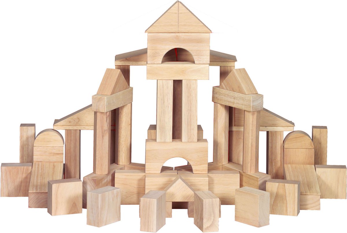 Melissa & Doug - Standaard massief houten bouwblokken met houten opbergdoos (60-delig) - Klassieke houten blokken voor kleuters vanaf 2 jaarspeelgoed om vormen te sorteren en te stapelen voor peuters en kinderen vanaf 2 jaar