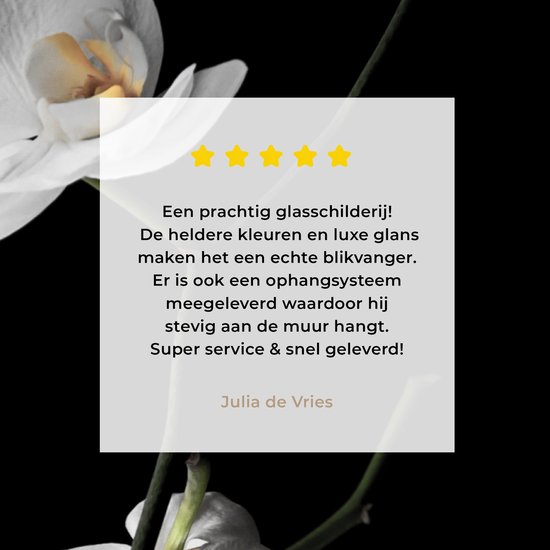 MuchoWow® Peinture sur verre 50x50 cm - Peinture sur verre acrylique - Orchidée - Fleurs - Zwart - Wit - Nature morte - Photo sur verre - Peintures